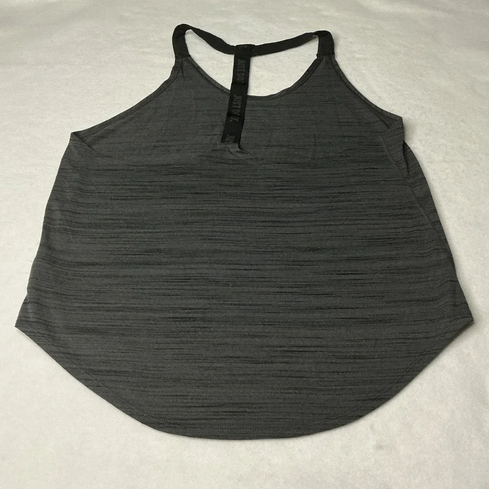 Nike Womens Dri-FIT Elastika Just Do It Racerback Tank Top Gray Medium